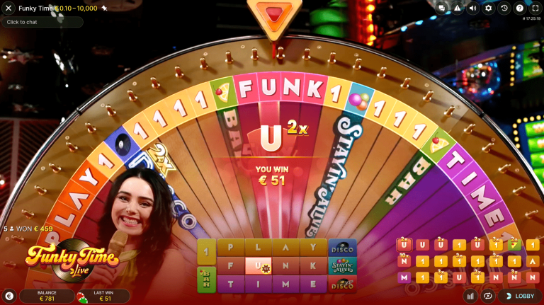 펑키 타임 에볼루션 게임쇼의 회전 머니 펑키 타임 에볼루션 게임쇼